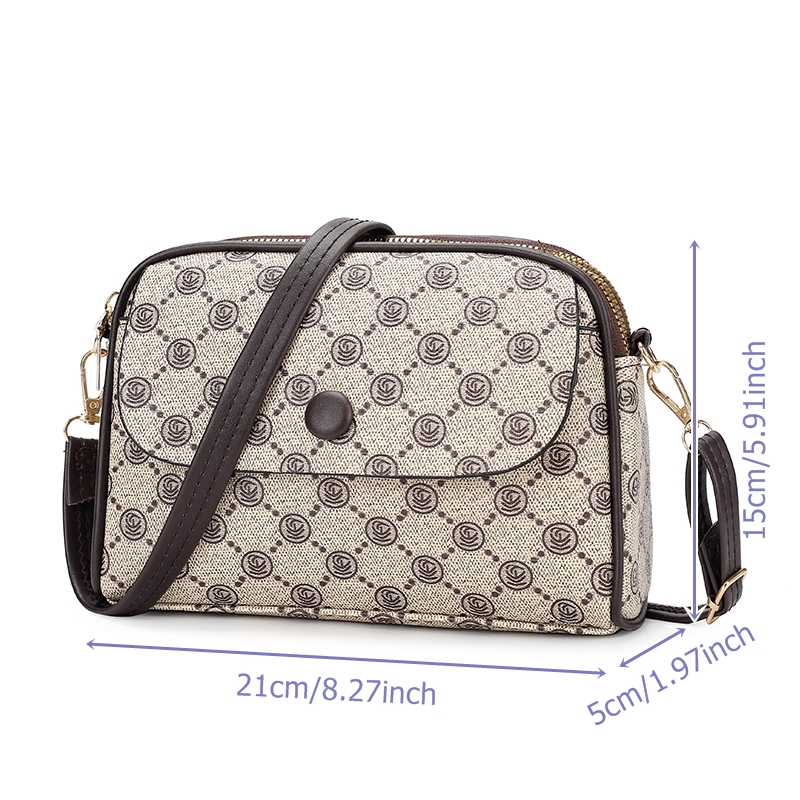Vintage Pattern Shoulder Bag for Women PU Leather Textured Bag Purse 2023 New Classic Fashion Versatile Crossbody Bag