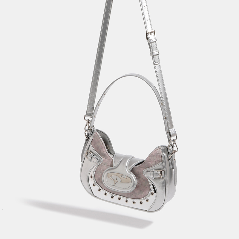 Half Moon Y2k Underarm Bags For Women Designer Handbags And Purse 2024 New In Fashion Rivet Decorate Shoulder Crossbody