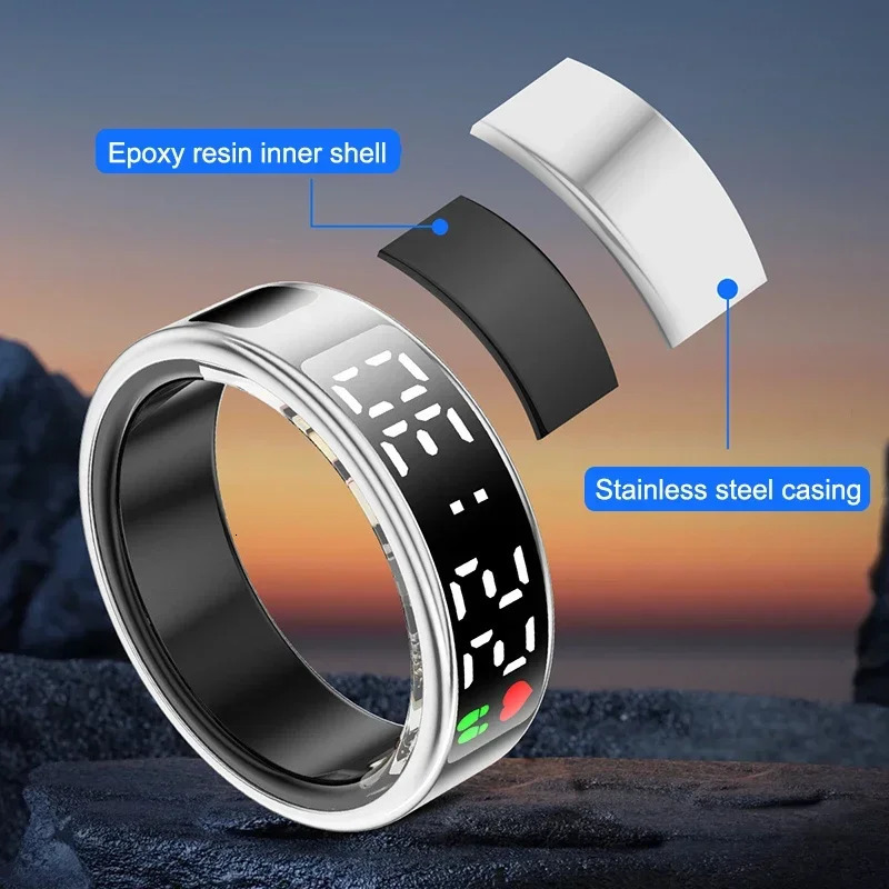 Smart Ring Multifunctional Health Tracker Heart Rate Blood Oxygen Monitor Brush Tiktok Waterproof Men Women Ring Sleep Fitness 241220