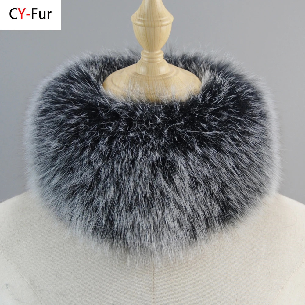 Winter Fox Fur Neck Warmer High Quality Knitted Natural Fluffy Headband Fashion Ring Scarf Women Real Fox Fur Ring Scarves 241220