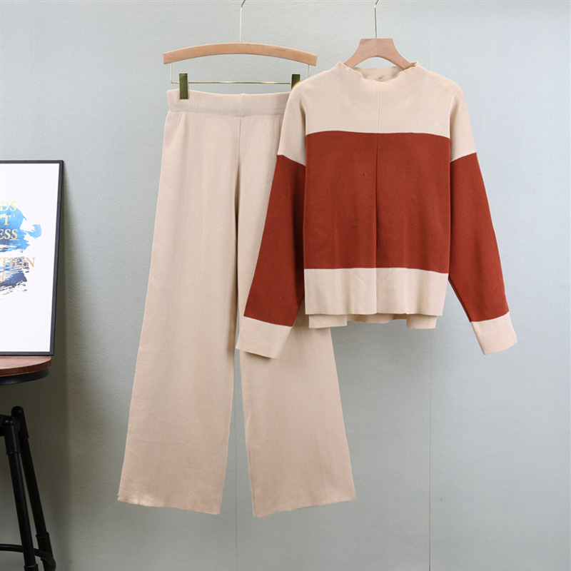 New Western Style Knitted Sweater Women's Loose Slimming Casual Pants Two Piece Fashion Autumn And Winter Set