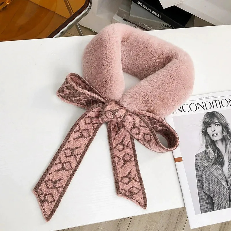 Women Fluffy Rabbit Fur Ring Scarf Winter Real Natural Rabbit Fur Scarves Ladies Warm Rabbit Fur Wrap Mufflers 241220