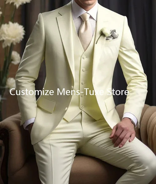 Elegant Wedding Mens Suits Blazer Slim Fit 3 Pcs Jacket Pants Vest y Costume Homme Formal Party Male Clothing 241218