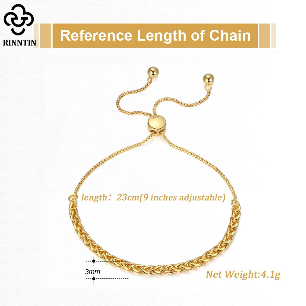 Rinntin S925 Silver Italian 3mm Chopin Chain Bracelet for Women Fashion Adjustable Handmade Minimalist Accessories Gift SB126 241214