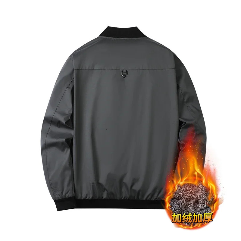 Thermal Fleece Baseball Collar Jackets for Men Solid Color Mens Winter Jacket Thick Warm Casual Jacket Mens Business Coat 241216