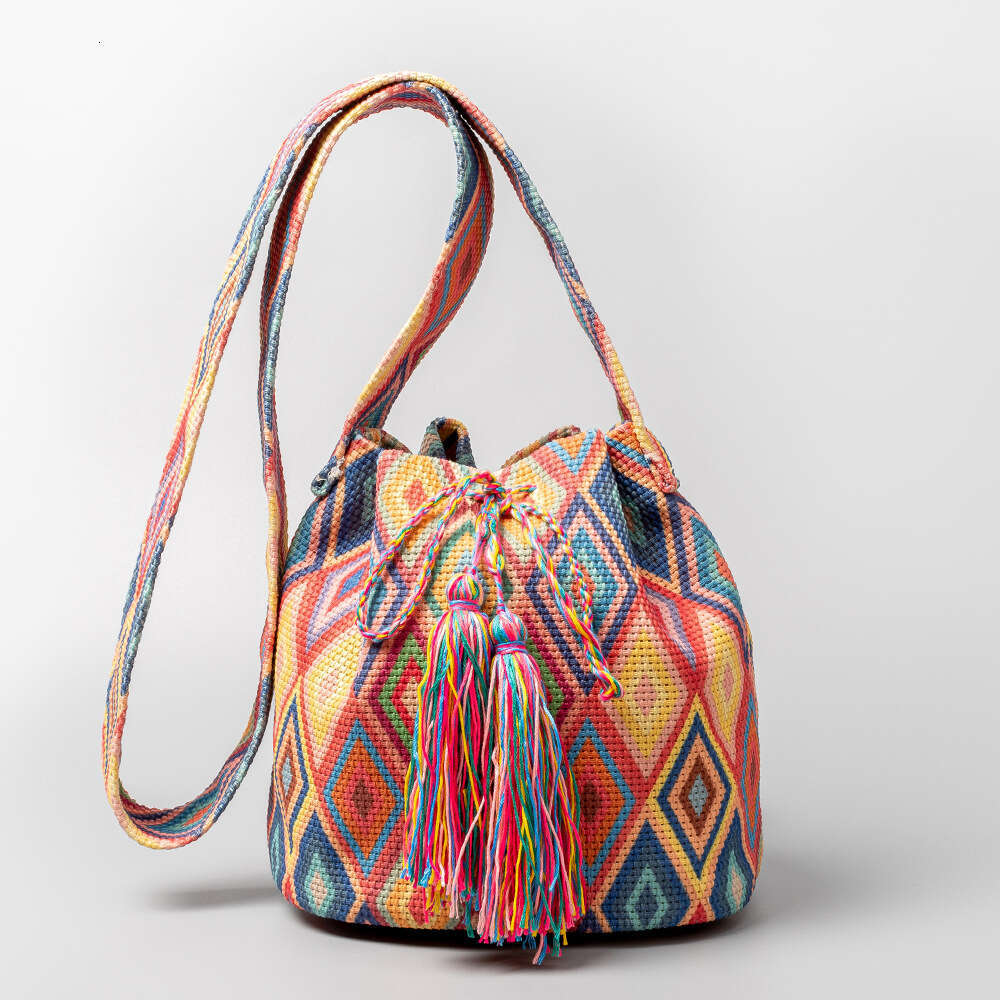 ENSPT Crossbody Bucket Bohemian Ethnic Style Women's Printed New Canvas Commuter Bag