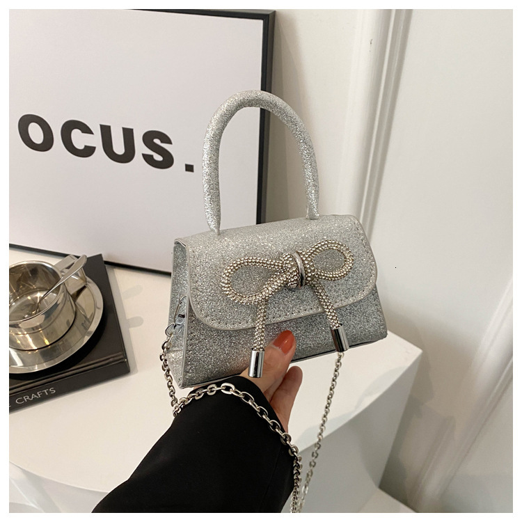 Sequin Handheld Small Square For Women's Spring 2024 New Fashion Chain Shoulder Crossbody Bag