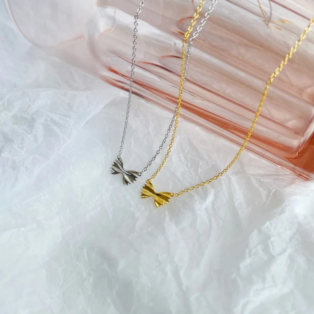 S925 Bow Silver Pendant Personalized Temperament Necklace Ins Style Collar Chain Jewelry 241220