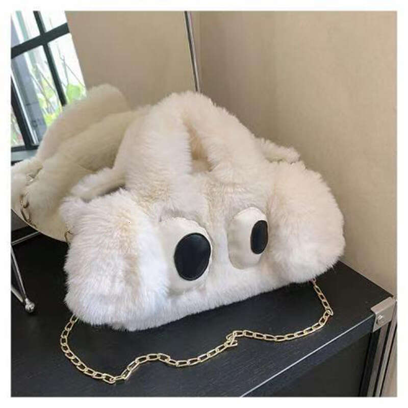 Big eyed cute little dog crossbody bag, female plush single shoulder coin purse, cartoon handbag
