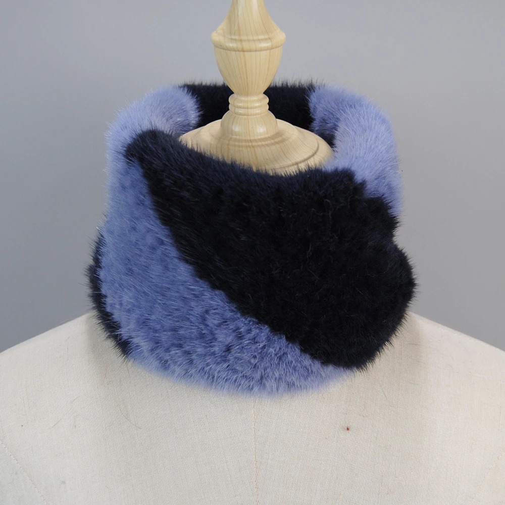 Winter Knitted Warmer Lady Genuine Ring Bandana Girl Good Elastic Scarves Natural Mink Fur HeadBands Winter Collars And Scarves 241220