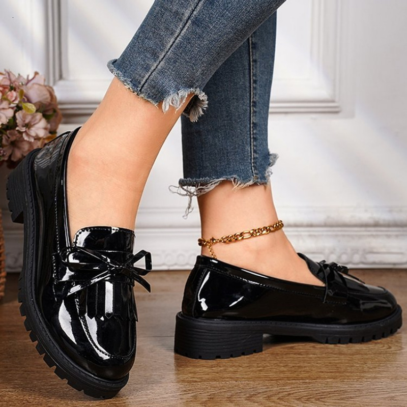 2024 Summer New Fashion Round Toe Retro Solid Color Shoes Daily Casual Shopping Ladies High Heels Atos Mujer