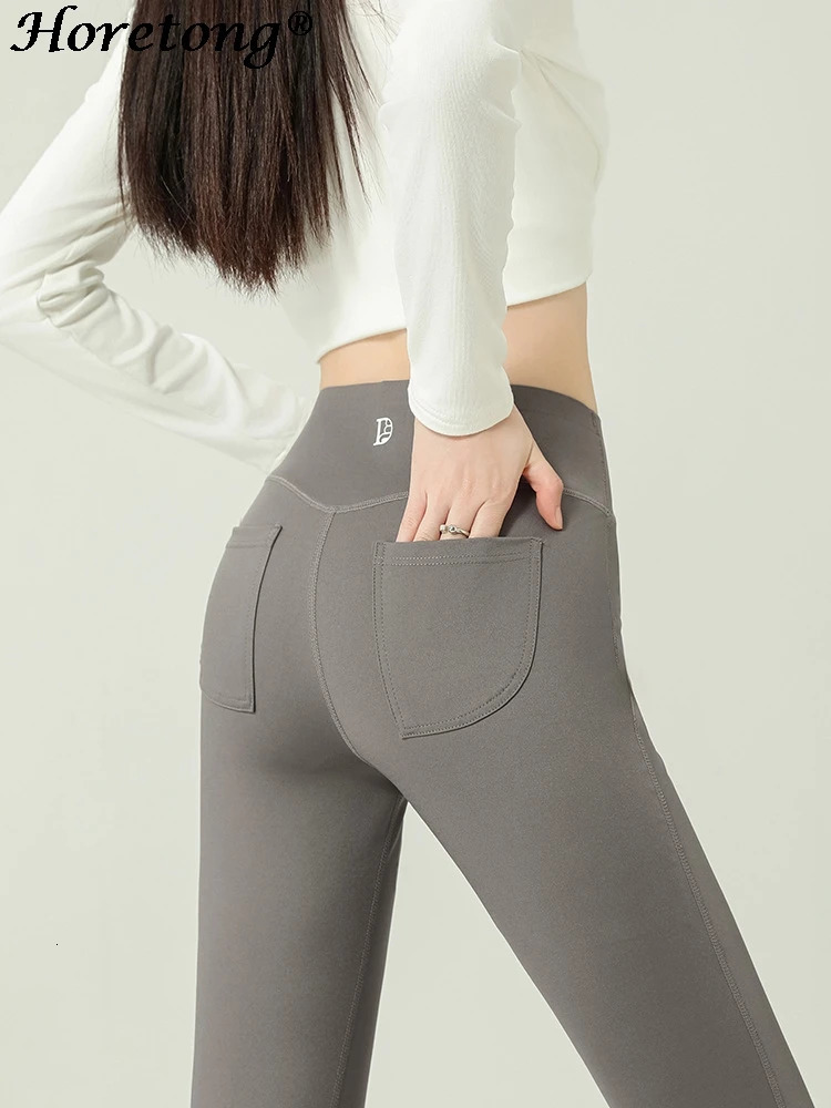 Women High Waist Leggings With Pocket Autumn Fitness Running Pants Female Casual Elastic Workout Leggings Gym Clothing 241217