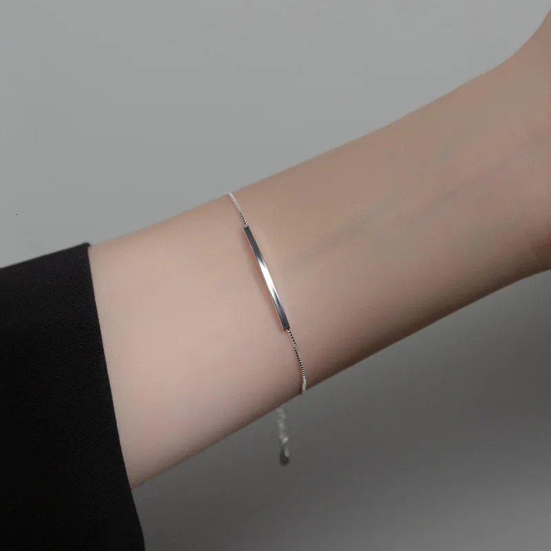 Womens Hand Bracelets Silver 925 Jewelry Can Be Engraved Gift For Girlfriend Box Chain Bracelet Adjustable 100% Silver 241220