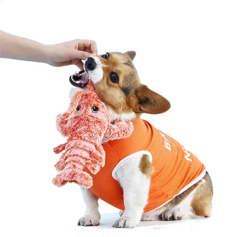 Rechargeable Electric Lobster Pet Toy Realistic Interactive Plush Shrimp for Cats Washable & Durable Orange