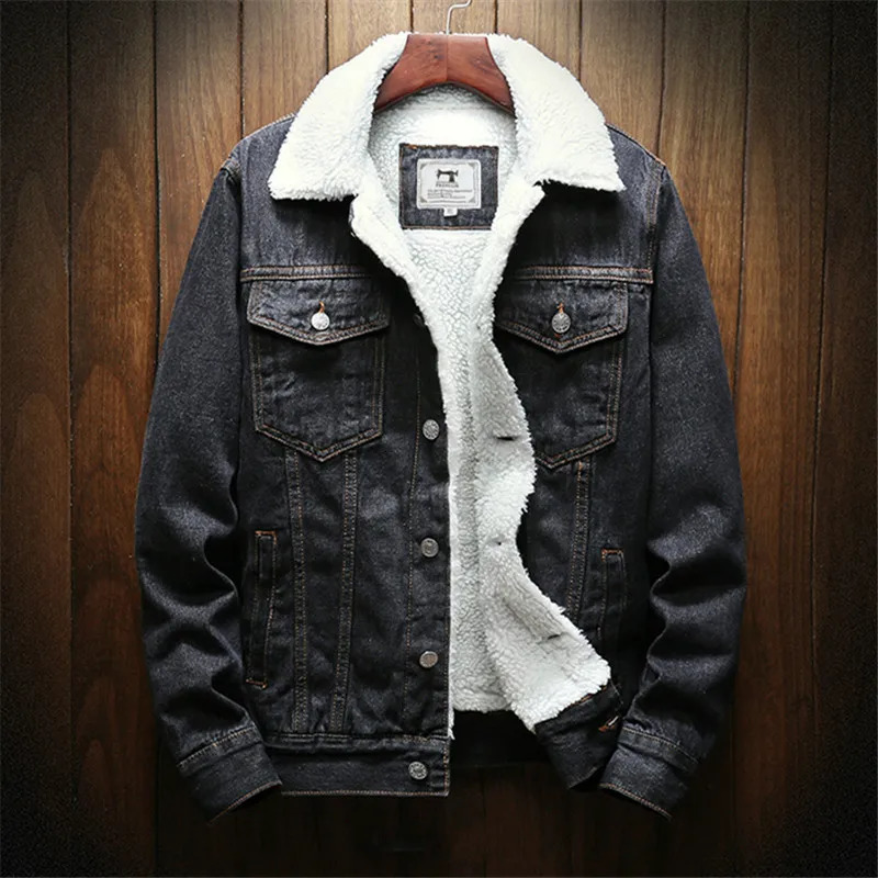 Winter Jean Jackets Men Warm Denim Coats Fashion Cow Outerwear Men Liner Thicker Fleece Denim Jacket Black Blue Plus Size 6XL 241216