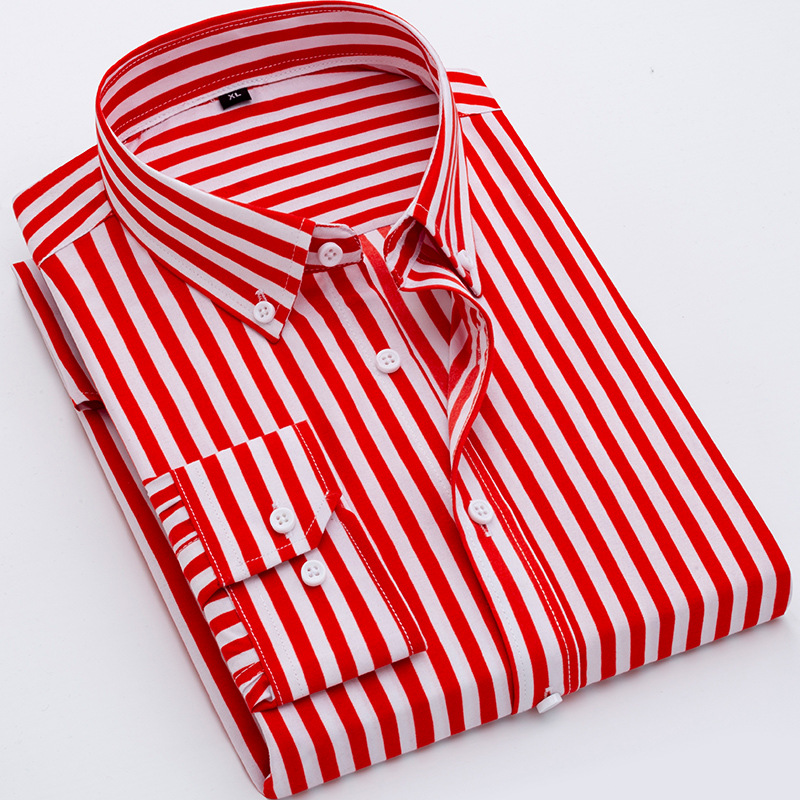M12212 Men's light mature style striped shirt drape long sleeves