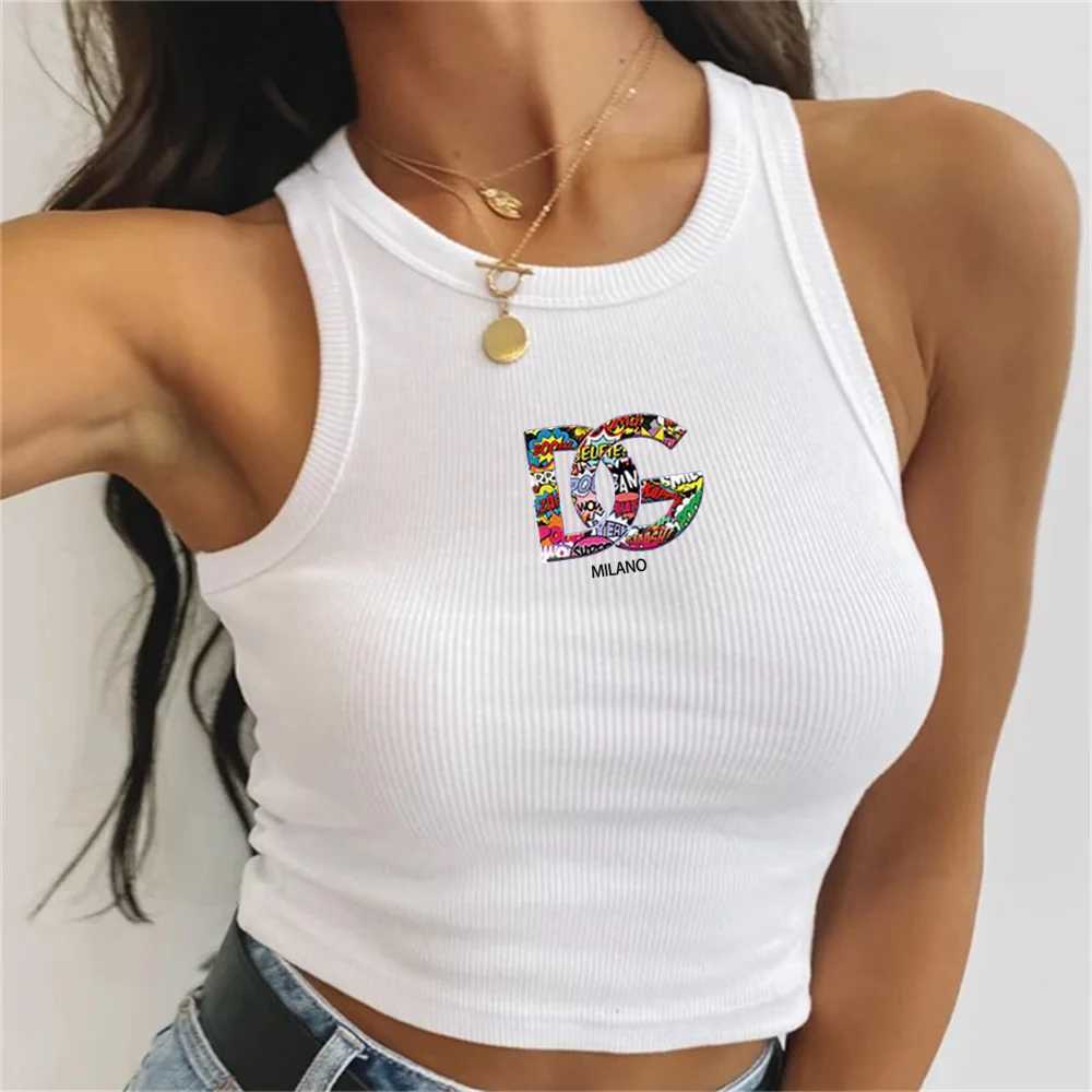 Women's Tanks Camis Lace vest top womens white 2024 summer casual short vest candy color knitted shoulder sexy crop top womens Y241220PNW0