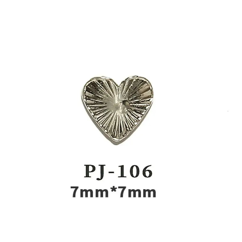 100pcs/lot 3D Alloy Gold Hollow Love Heart Cross Rivets Studs Metal Manicure Nail Art Accessories DIY Nail Decoration Charms 241220