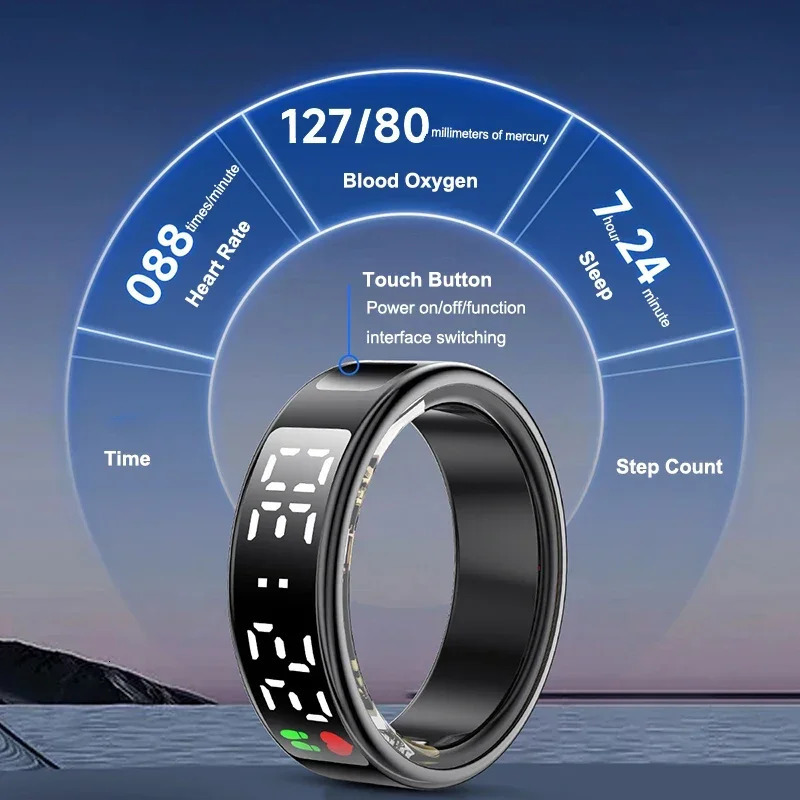 Smart Ring Multifunctional Health Tracker Heart Rate Blood Oxygen Monitor Brush Tiktok Waterproof Men Women Ring Sleep Fitness 241220