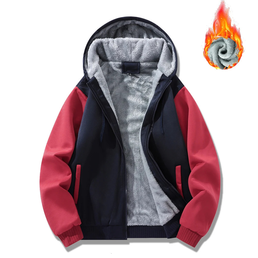 Mens Autumn Winter Zipper Jacket Thick Warm Baseball Uniform Sports Casual Thicken Hoodies Fashion Male Patchwork Loose Jackets 241216