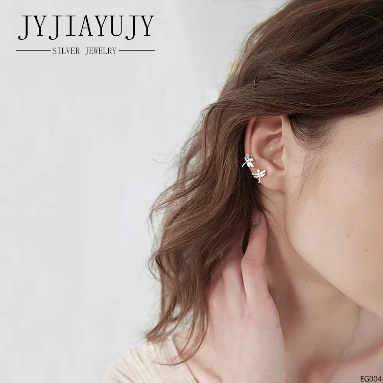 JYJIAYUJY 100% Sterling Silver S925 Ear Clip-Ons Earrings 2 Colors Dragonfly Shape Fashion Hypoallergenic Jewelry Gift EG004 241220