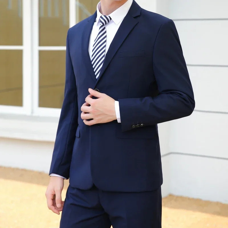 S8XL Blazerpants Fashion Business Gentleman Italian Style Slim Solid Color Professional Suit Wedding Groom Man 241220