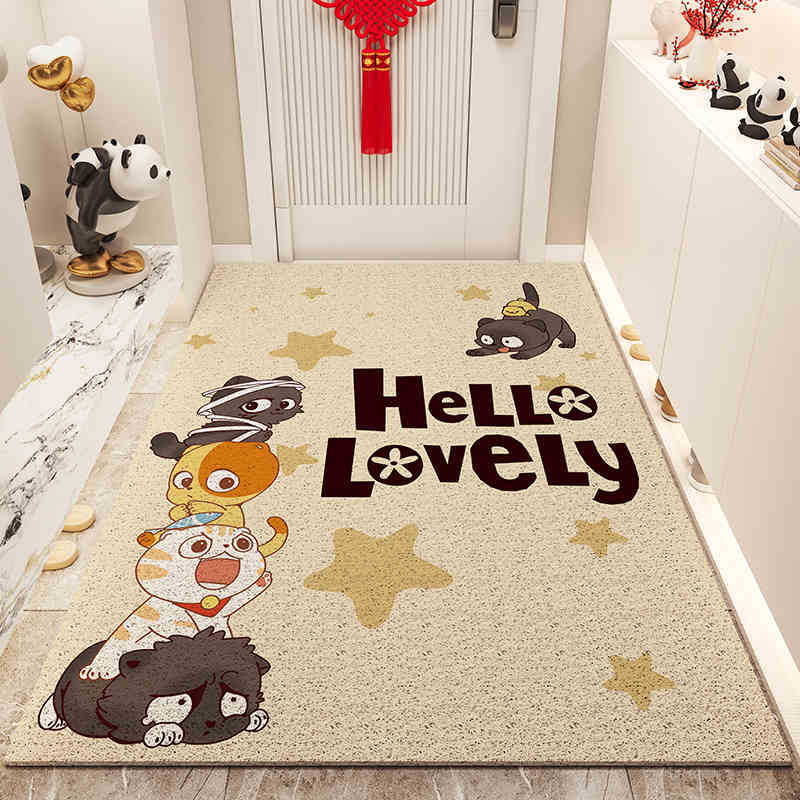 Floor Mats for Entrance Doors Cartoon Porch Wire Ring Floor Mats, Household Door Entrance Mud-scraping Soil-resistant Floor Mats