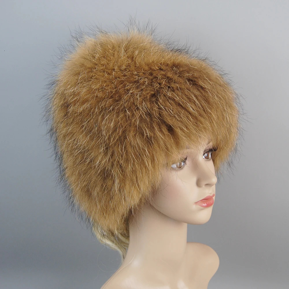 Winter Hat 100% Real Natural Silver Fox Fur Womens Knitted Fur Cap Women Hat Fox Fur Hat Female Ear Warm Winter Must 241214