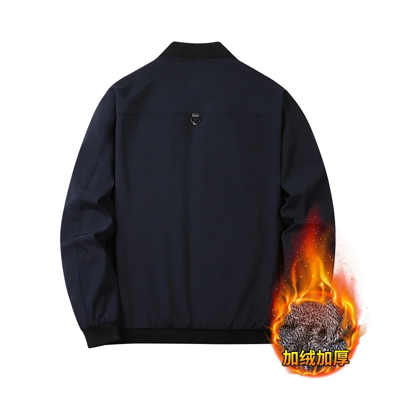 Thermal Fleece Baseball Collar Jackets for Men Solid Color Mens Winter Jacket Thick Warm Casual Jacket Mens Business Coat 241216