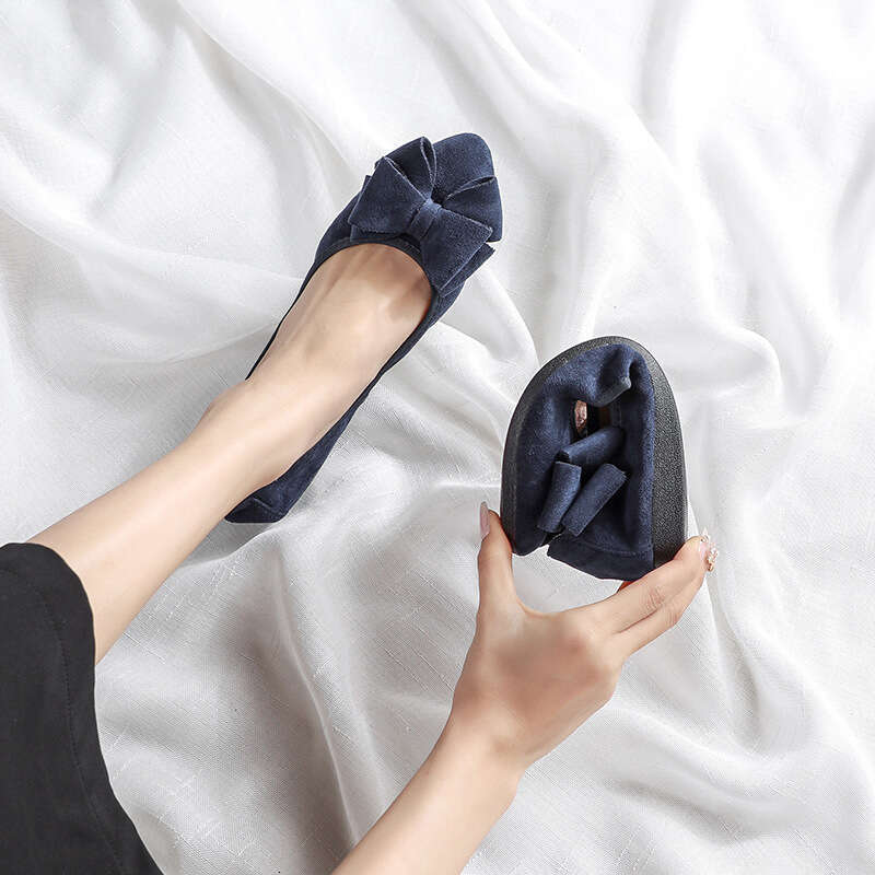 Spring And Autumn New Large Soft Fabric Surface Shallow Mouth Pointed Bottom Flat Heel Work Single For Anti Slip Pregnant Women's Shoes
