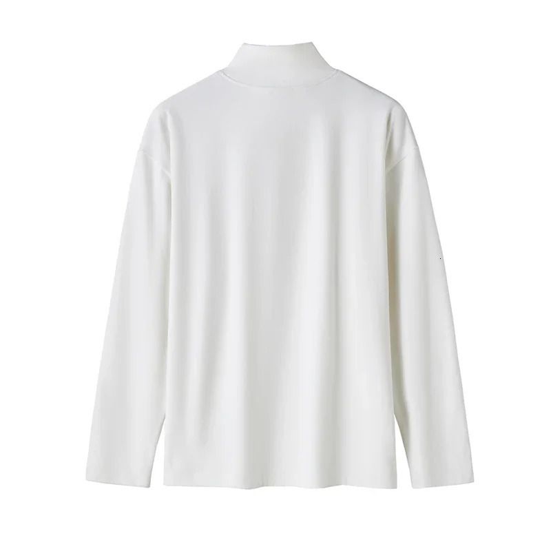 Korean Style ed Cartoon Puppy Long Sleeve TShirt Autumn Winter Half Turtleneck Bottom Shirt Men Women Knitted Top 241217