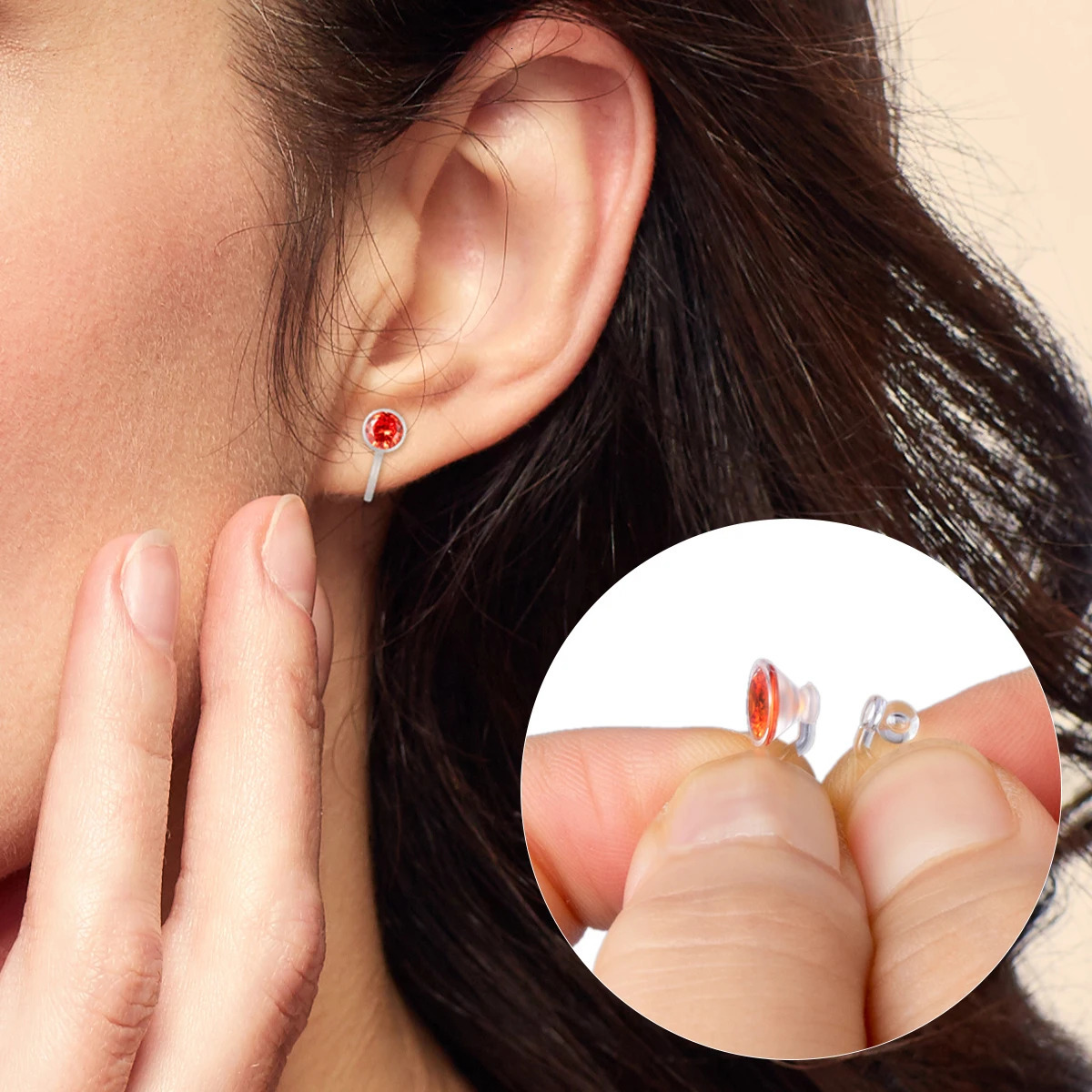 12 Pairs Plastic invisible Clip On Earrings for Sensitive EarsBirthstone Cubic Zirconia Earring Sets Non Pierced Ear for girls 241220