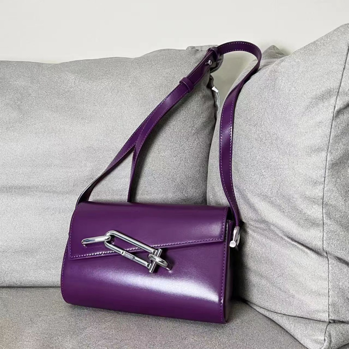 Bag TADFAB Women's Lock Box Interlock Small Square Niche Fashion Single Shoulder Crossbody Cowhide Armpit Bag