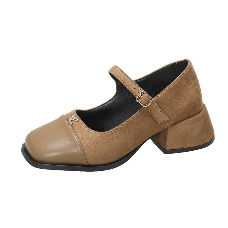 Small leather shoes for women 2024 new spring high heels, coarse follow-up shoes, French Mary Jane women's shoes with skirts, evening shoes