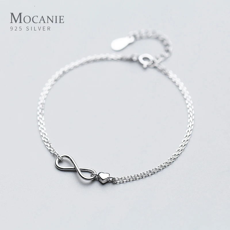 MODIAN Fashion Double Layer Link Chain Bracelet 925 Sterling Silver Infinity Heart Charm Bracelets For Women Fine Jewelry Gifts 241220