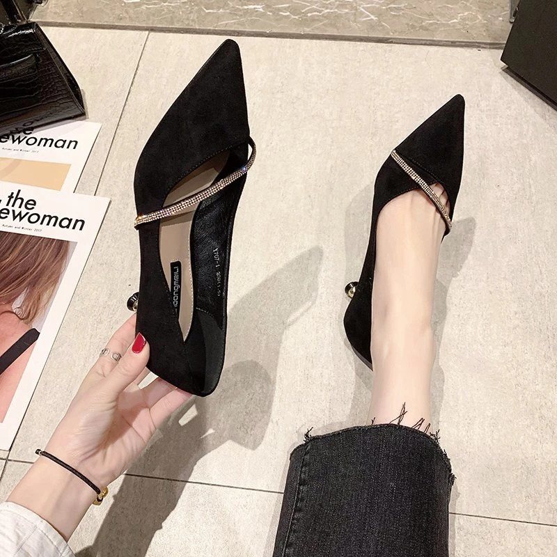 High Heels 2023 Autumn New Korean Version Of Fashion Temperament Hollow French Female Pointed Thin Heel Single Shoes