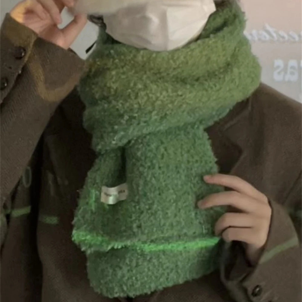 Korean Soft Teddy Velvet Scarf Women Winter Warm Comfortable Scarf High Quality Solid Color Label Shawl Girls Cashmere Muffler 241220