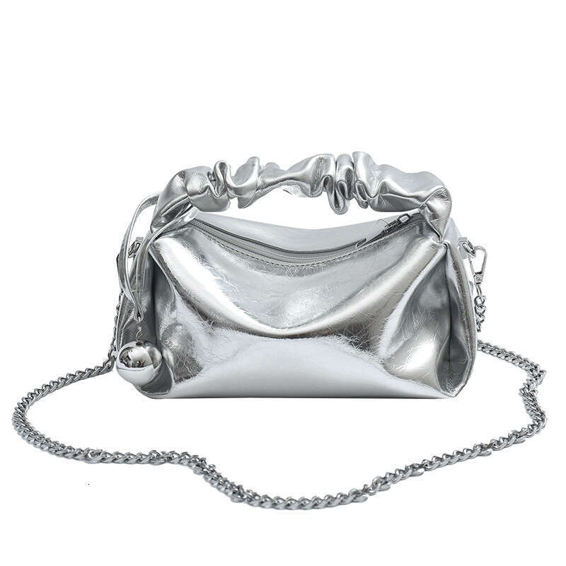 Handheld fashionable pleated small square high-end single shoulder bag, 2024 summer new trendy crossbody women's bag