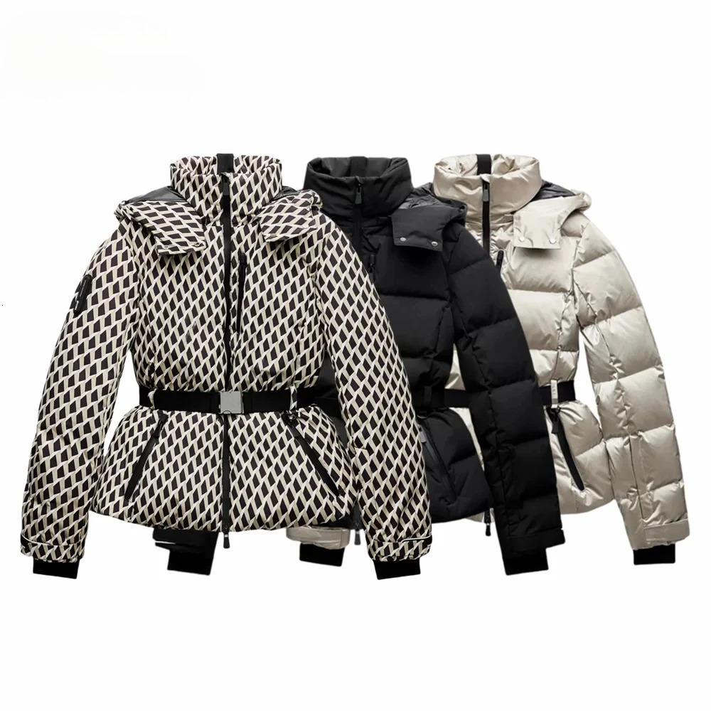 2025 New Women's Fashion Waist With Belt Hooded Down Cotton Commuting Warm Windproof Jacket More Comfortable To Wear