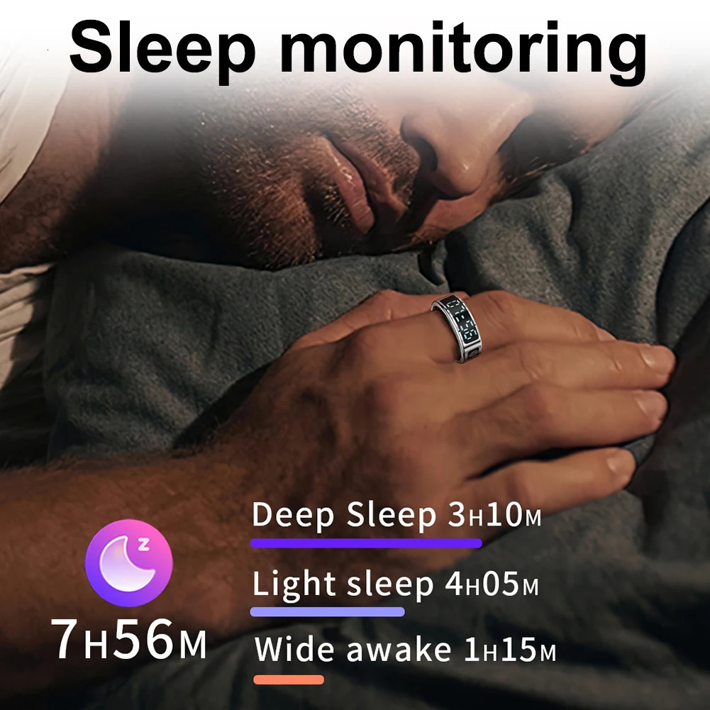 RS08 Smart Ring 5ATM Waterproof Fitness Tracker Bluetooth-Compatible 5.1 Heart Rate Blood Oxygen Sleep Monitoring for Men Women 241220