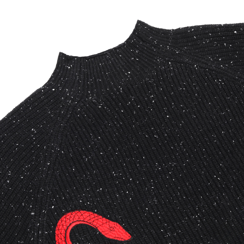 Reputation Mockneck Cropped Knit Sweater Top Embroidery Snake Turtleneck Knitted Pullover Taylor Merch Knitwear Women Clothes