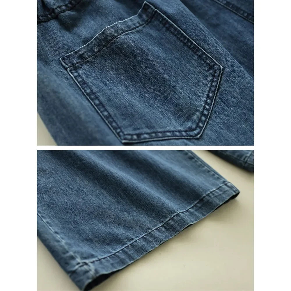 Oversized Wide Leg Jeans WomenS Casual Wash Denim Pants Vintage Loose Elastic High Waist Straight Trouser Fashion Jeans Femme 241220