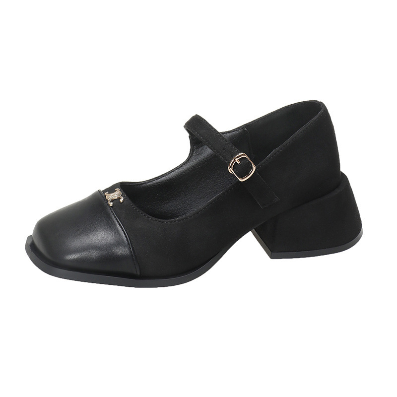 Small leather shoes for women 2024 new spring high heels, coarse follow-up shoes, French Mary Jane women's shoes with skirts, evening shoes