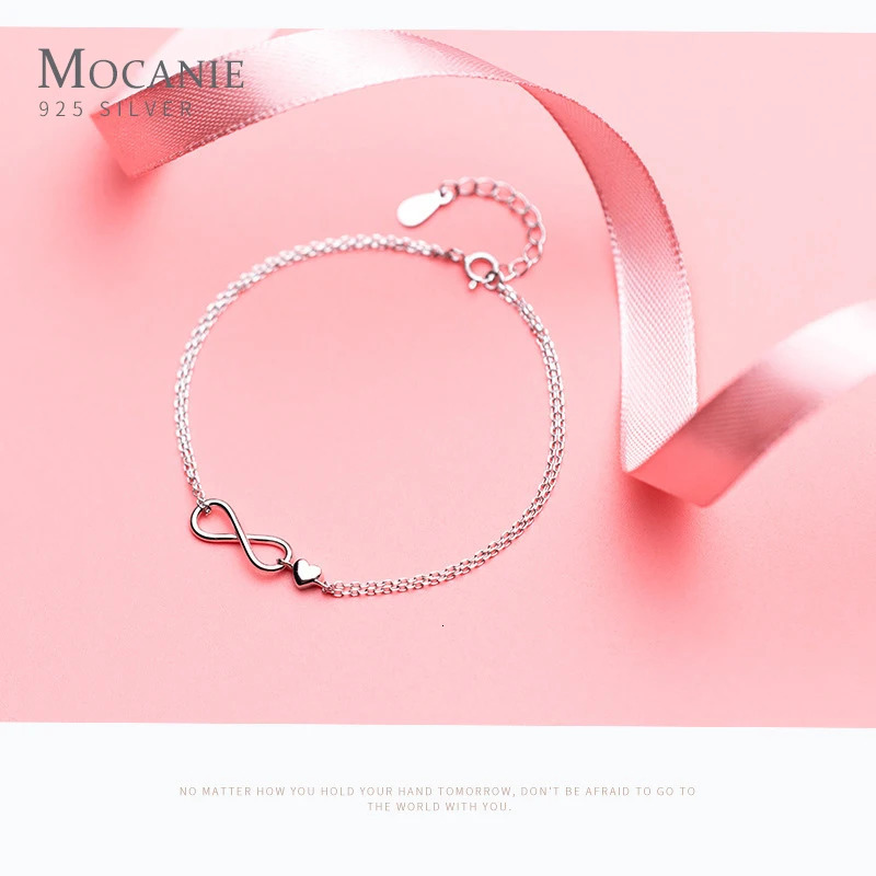 MODIAN Fashion Double Layer Link Chain Bracelet 925 Sterling Silver Infinity Heart Charm Bracelets For Women Fine Jewelry Gifts 241220