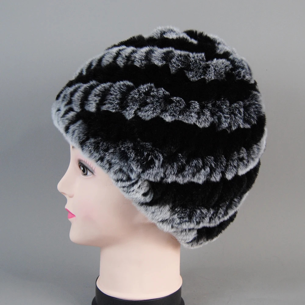 Women Winter Warm Real Rex Rabbit Fur Hat Snow Cap Winter Hats for Women Girls Real Fur Knit Skullies Beanies Natural Fluffy Hat 241214