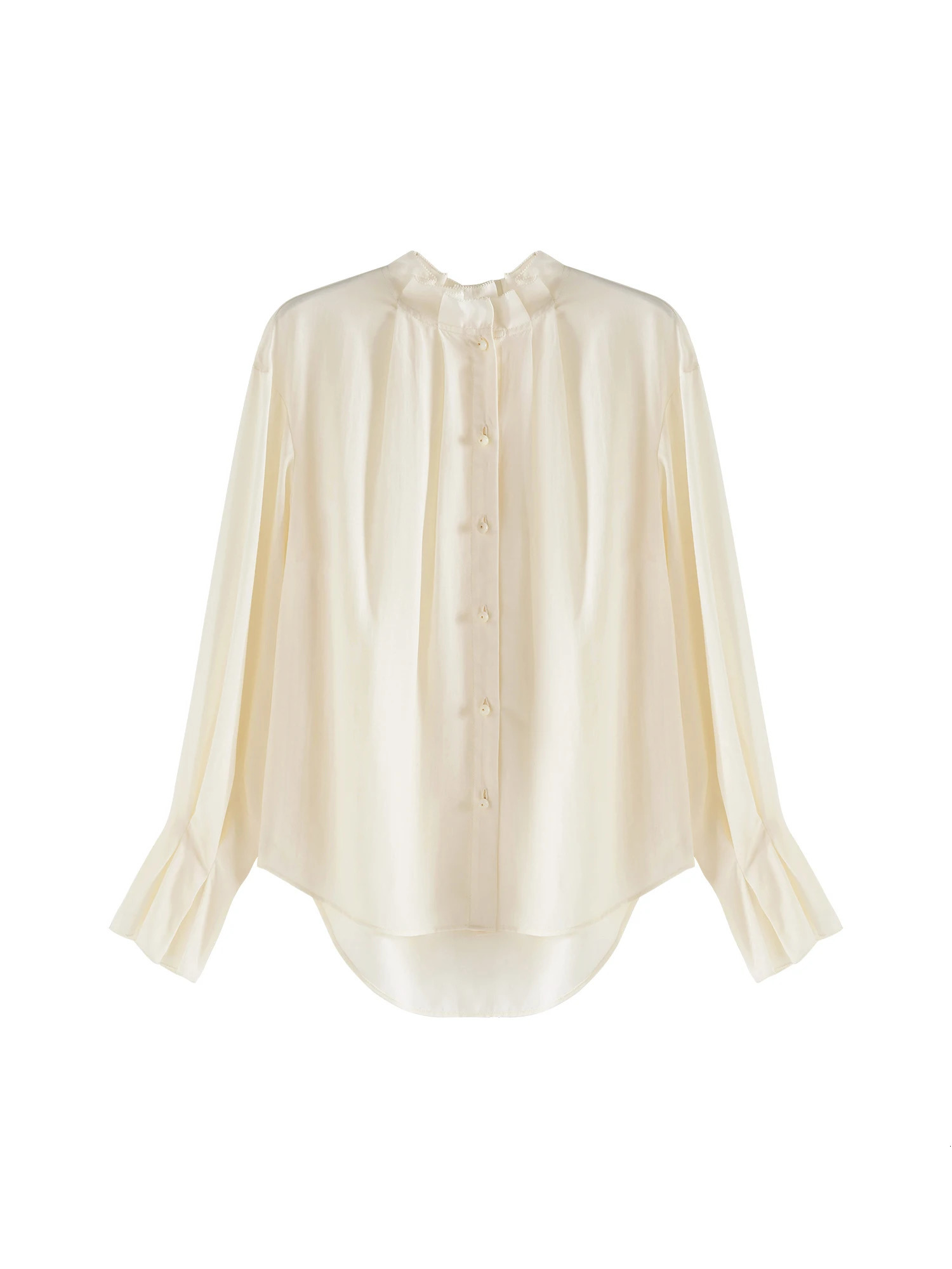 ZIQIAO Mulberry Silk French Style Elegant Versatile Shirt For Women Autumn Casual Lotus Sleeve Office Top 24ZQ93034 241218