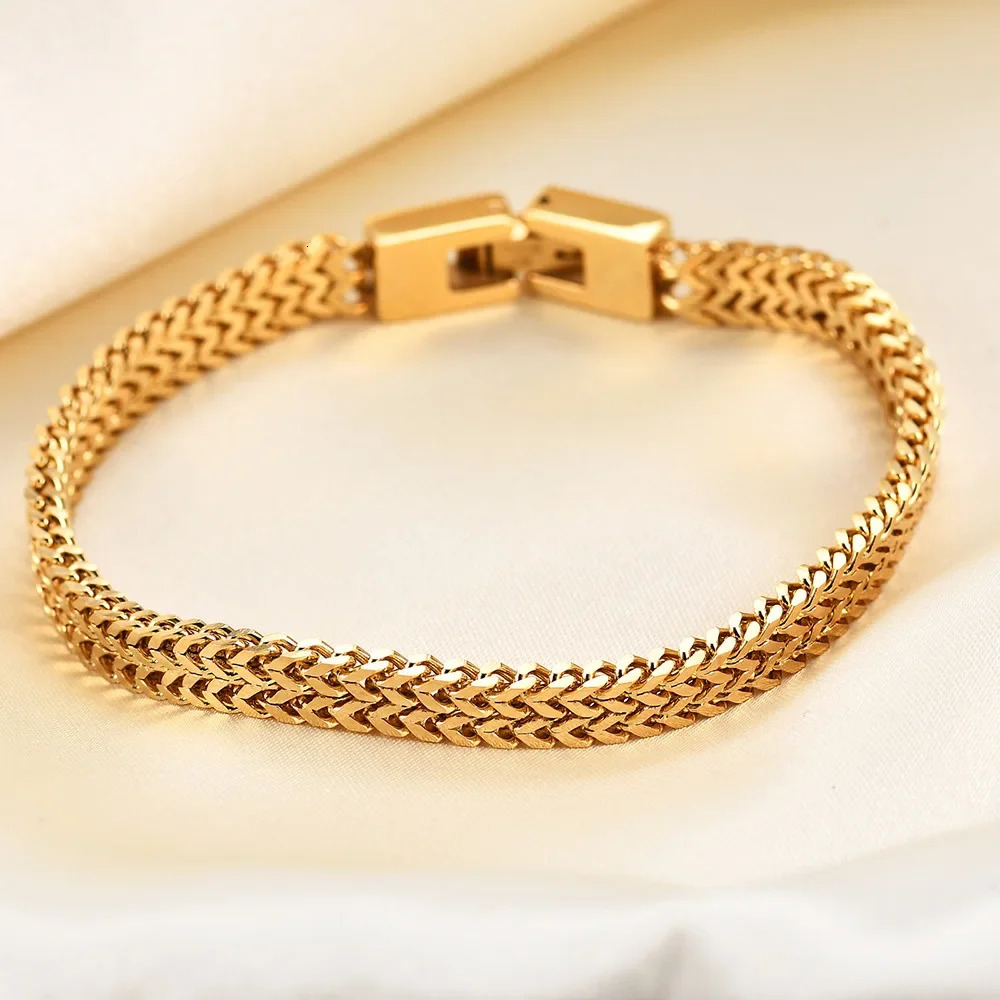 Fashion jewelry trendy mens hip-hop RapCap stainless steel 6MM keel snake chain bracelet mens fashion steel bracelet 241214