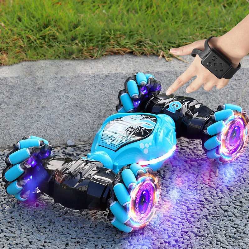 1 16 RC Car with LED Light Gesture Induction Deformation Twist 360 Rotating Climbing Car Remote Control Car Boy Toys GiftXJ241221