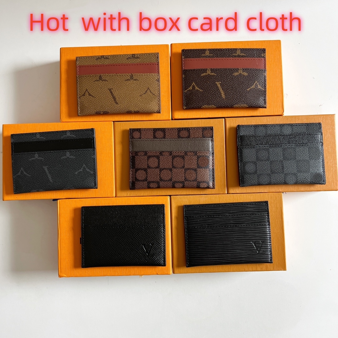 Top Luxury Designer Leather Card Holder Wallet Short Case Purse Fashion Brown Womens Men Purses Handbag Mens Key Coin Famous Clutch Mini louisevuittuns Bags box
