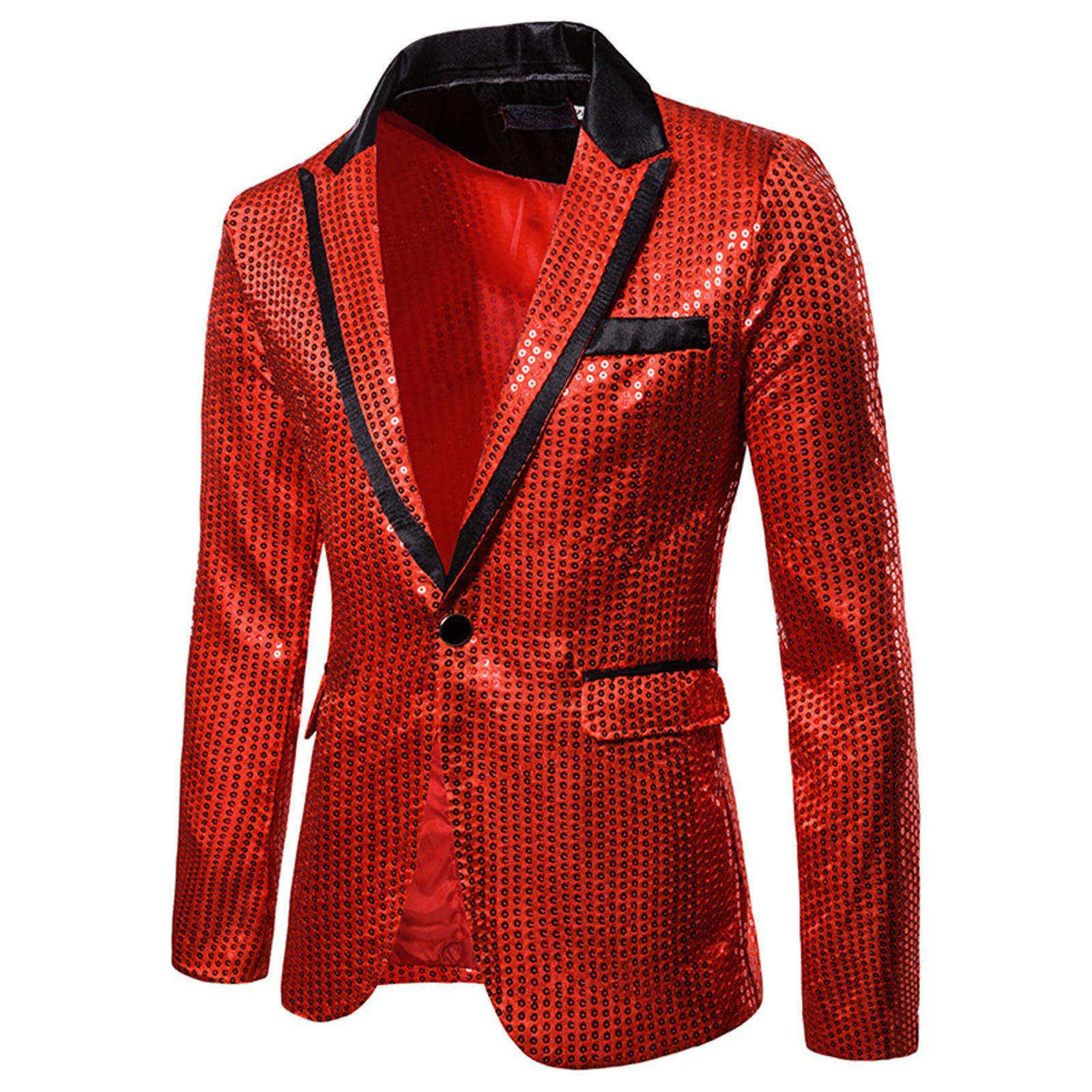 Fashionable Mens Luxurious Sequin Suit Jacket Color Blocking Collar Casual Single Button Blazer Coats Charm Clothing 241218
